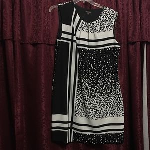Black/white fitted shirt dress.
